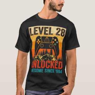 T-shirt Vintage Unlocked Level 28 Retro Video Controller B