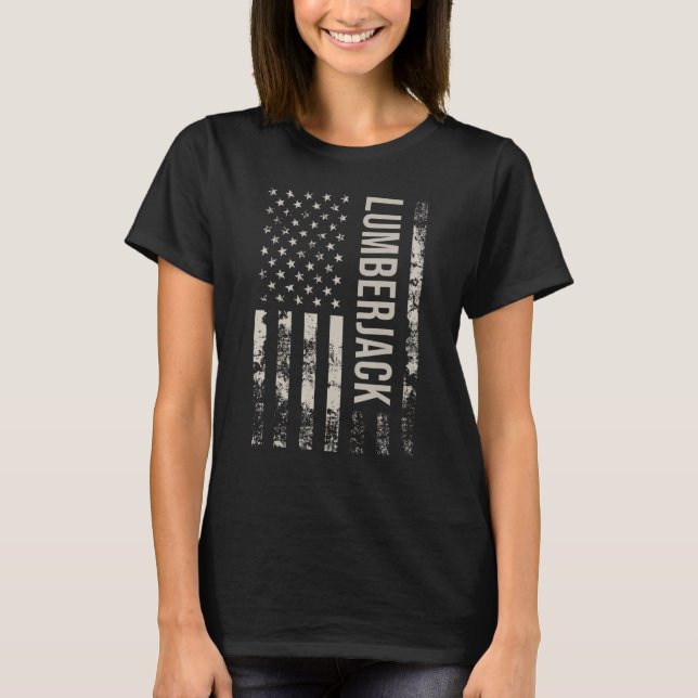 T-shirt Vintage US American Flag Lumberjack (Devant)