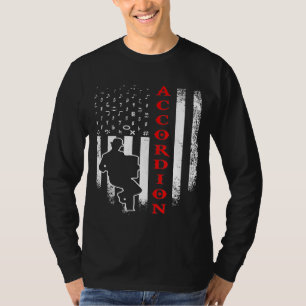 T-shirt Vintage Usa American Flag Accordion Player Notes S