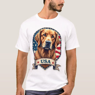 T-shirt vintage USA Retriever doré patriotique 2