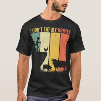 T-shirt Vintage Vegan Retro Style Je ne mange pas mes mais