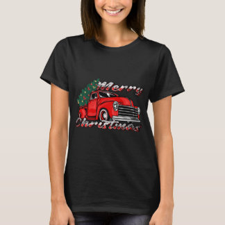 T-shirt Vintage Vieux Camion Rouge Joyeux Noël - Camion Ro