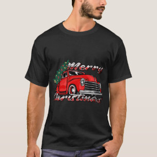 T-shirt Vintage Vieux Camion Rouge Joyeux Noël - Camion Ro