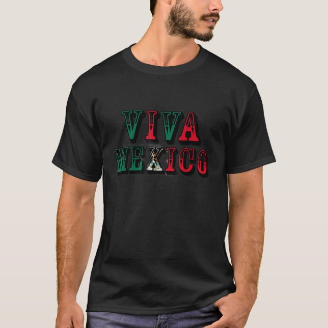 T-shirt Vintage Viva Mexico Mexican Flag (Devant)
