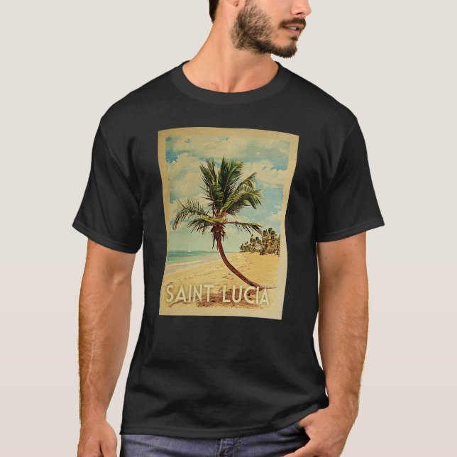 T-shirt Vintage voyage Sainte-Lucie - Plage (Devant)