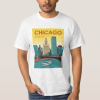 Vintage voyage Skyline de Chicago River