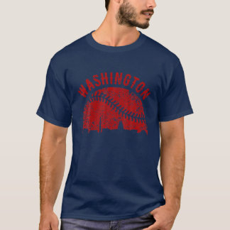 T-shirt Vintage Washington Baseball Tee Distressed Game Da