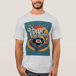 T-shirt Vinyl My Therapy - Rainbow Vintage Record Tee
