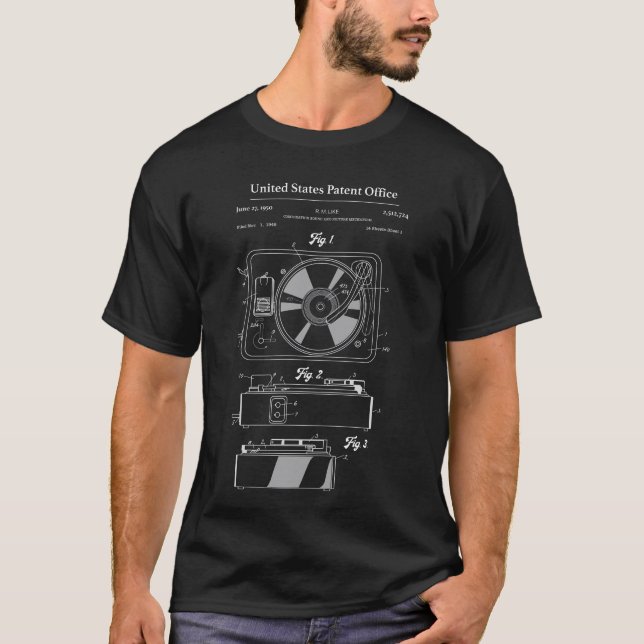 T-shirt Vinyl Record Player Tourne-disque de schéma de bre (Devant)