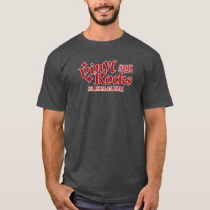 T-shirt Vinyl Rocks 33-45 Rpm Rouge Blanc