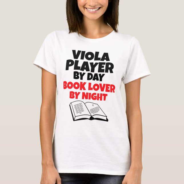 T-shirt Viola Player par Day Book Lover par nuit (Devant)