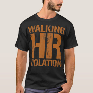 T-shirt Violation de HR à pied Texte Vintage Or Dark