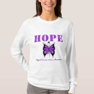 T-shirt Violence familiale de ruban de papillon d'espoir