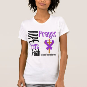 T-shirt Violence familiale de ruban de prière de foi