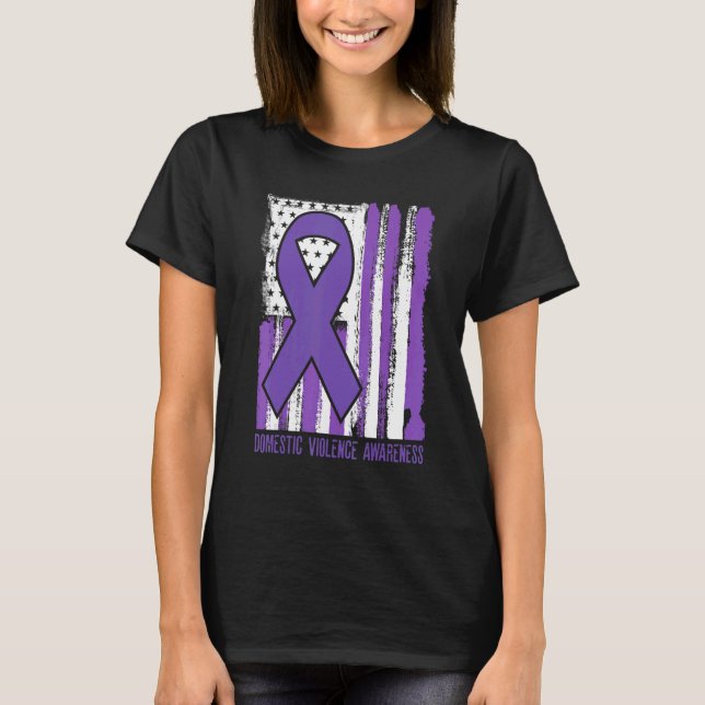 T-shirt Violence familiale Sensibilisation ruban du drapea (Devant)
