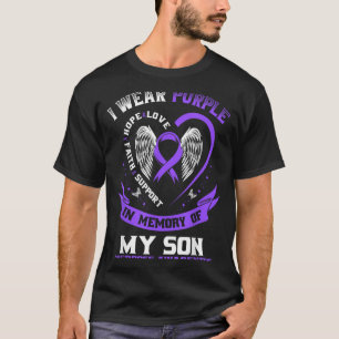 T-shirt Violet En Mémoire De Mon Fils Ruban De Sensibilisa