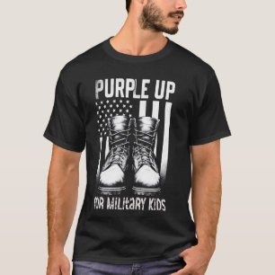 T-shirt Violet pour les enfants de militaires USA Drapeau