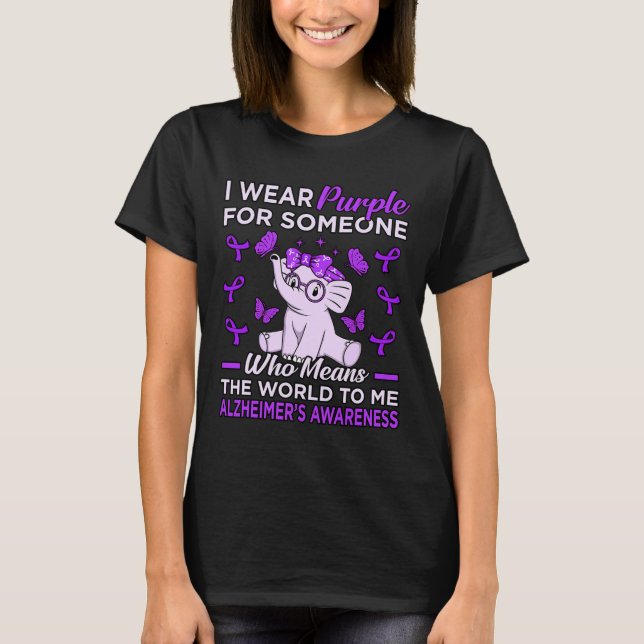 T-shirt Violet pour quelqu'un Alzheimer rib de sensibilisa (Devant)