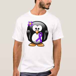 T-shirt Violet Ruban Penguin, lymphome de Hodgkin