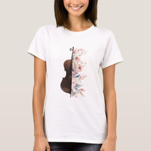 T-shirt Violon aux fleurs.