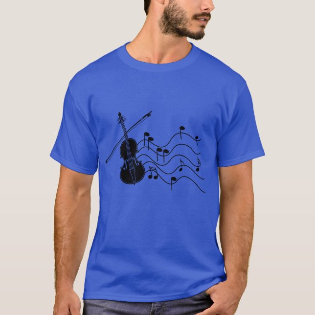 T-shirt Violon avec notes de musique cadeau (Devant)