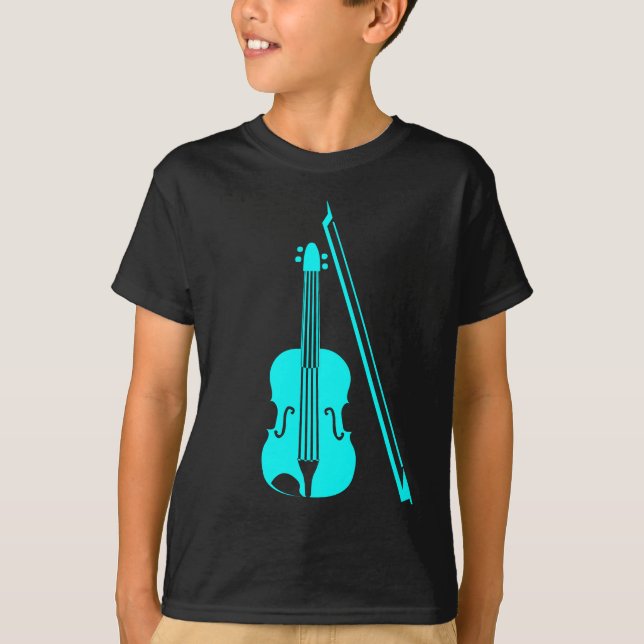 T-shirt Violon - Cyan (Devant)