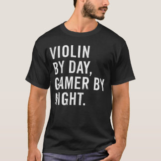 T-shirt Violon de jour, joueur la nuit rétro