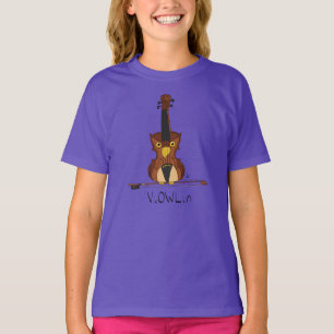T-shirt Violon drôle Chouette mignonne Enfants Musique Mus