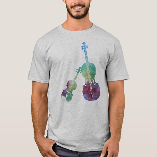 T-shirt Violon et violoncelle de Colorwashed (Devant)