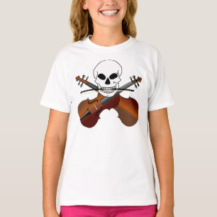 T-shirt Violon Pirate Crâne Drôle Musique Cadeau