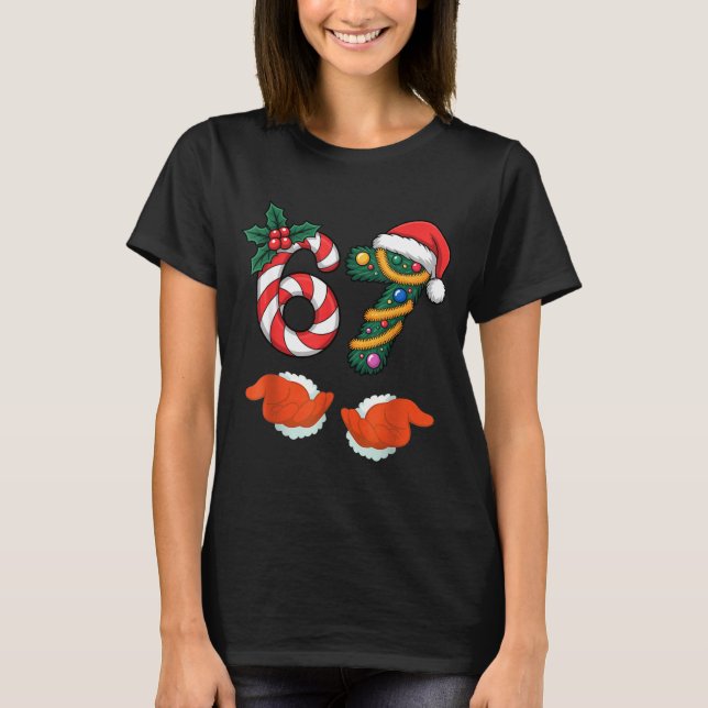 T-shirt Viral 67 Candy Canes Christmas Tree With Hand Holi (Devant)