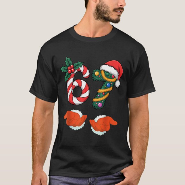 T-shirt Viral 67 Candy Canes Christmas Tree With Hand Holi (Devant)