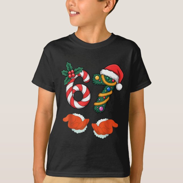 T-shirt Viral 67 Candy Canes Christmas Tree With Hand Holi (Devant)