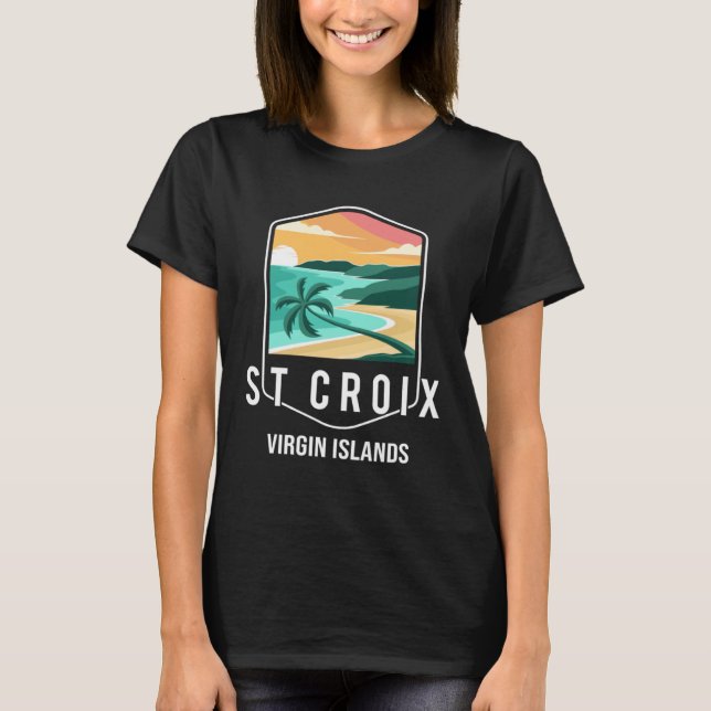 T-shirt Virgin Islands Beach Coucher de soleil Palm Tree S (Devant)