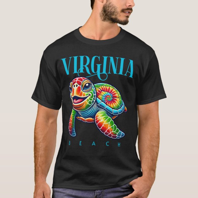 T-shirt Virginia Beach Smiling Tie Dye Sea Turtle (Devant)