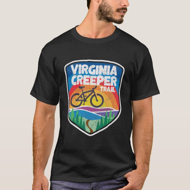 T-shirt Virginia Creeper Trail Retro Mountain Bike Graphic (Devant)