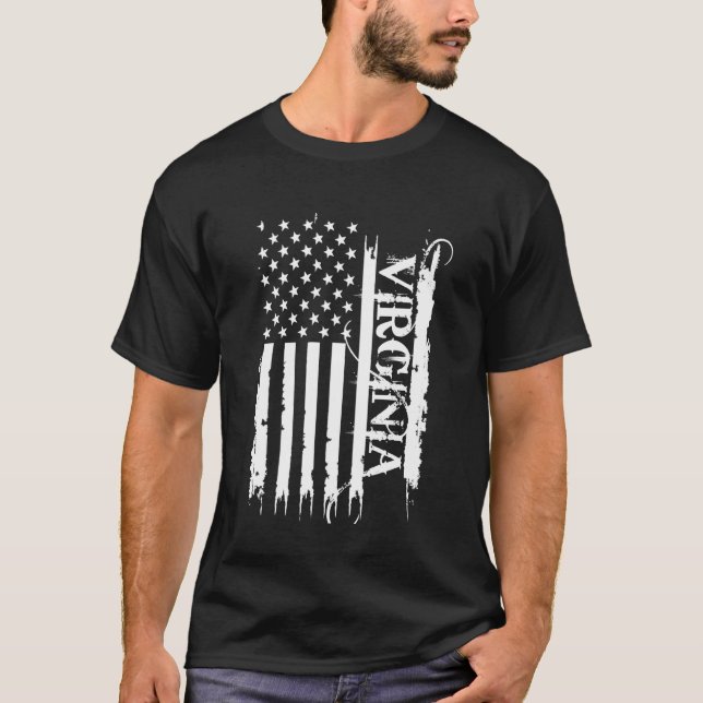 T-shirt Virginie États-Unis déprimés avec le drapeau améri (Devant)
