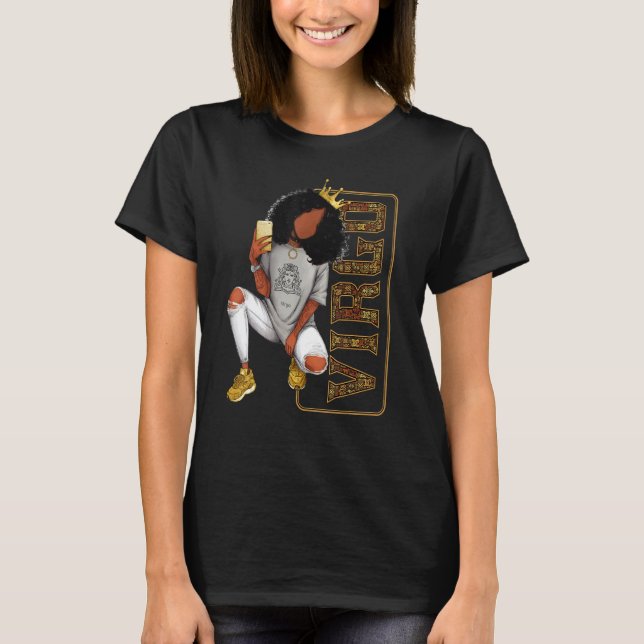 T-shirt Virgo Girl pour les femmes noires Melanin Afro Que (Devant)