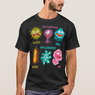 T-shirt Virologie Famille De Mignons Virus Colorés 