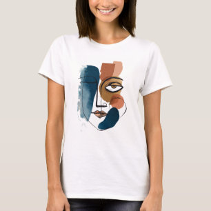 T-shirt Visage abstrait géométrique moderne Art linéaire b
