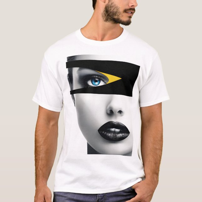 T-shirt Visage abstrait minimaliste (Devant)