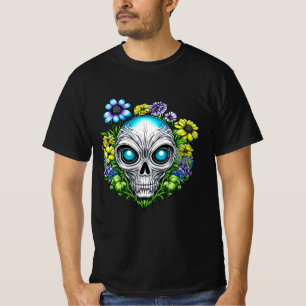 T-shirt Visage Alien et fleurs Ai Art