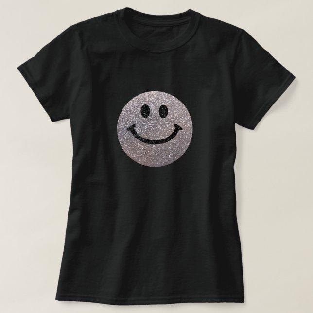 T-shirt Visage argenté de parties scintillantes de faux (Design devant)