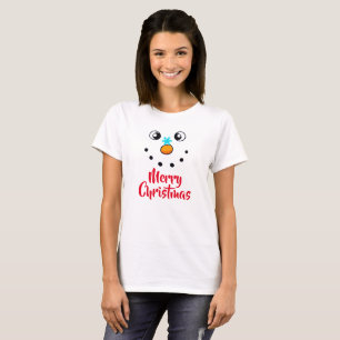 T-shirt Visage de bonhomme de neige festif Joyeux Noël