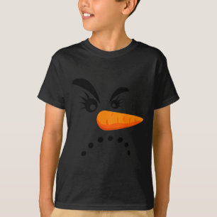 T-shirt Visage de Bonhomme de Neige Furieux Cils Costume d