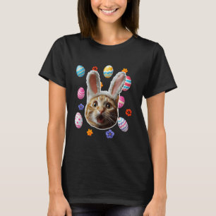 T-shirt Visage de chat choqué drôle avec des oreilles de l