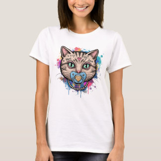 T-shirt Visage de chat Graffiti
