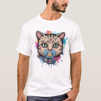 T-shirt Visage de chat Graffiti