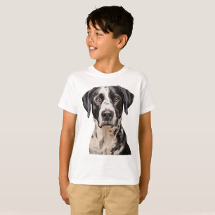 T-shirt Visage de chien noir et blanc