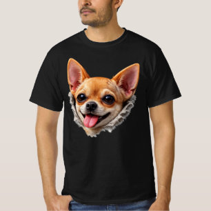 T-shirt Visage de Chihuahua Drôle Design 3D – Mème de Chie